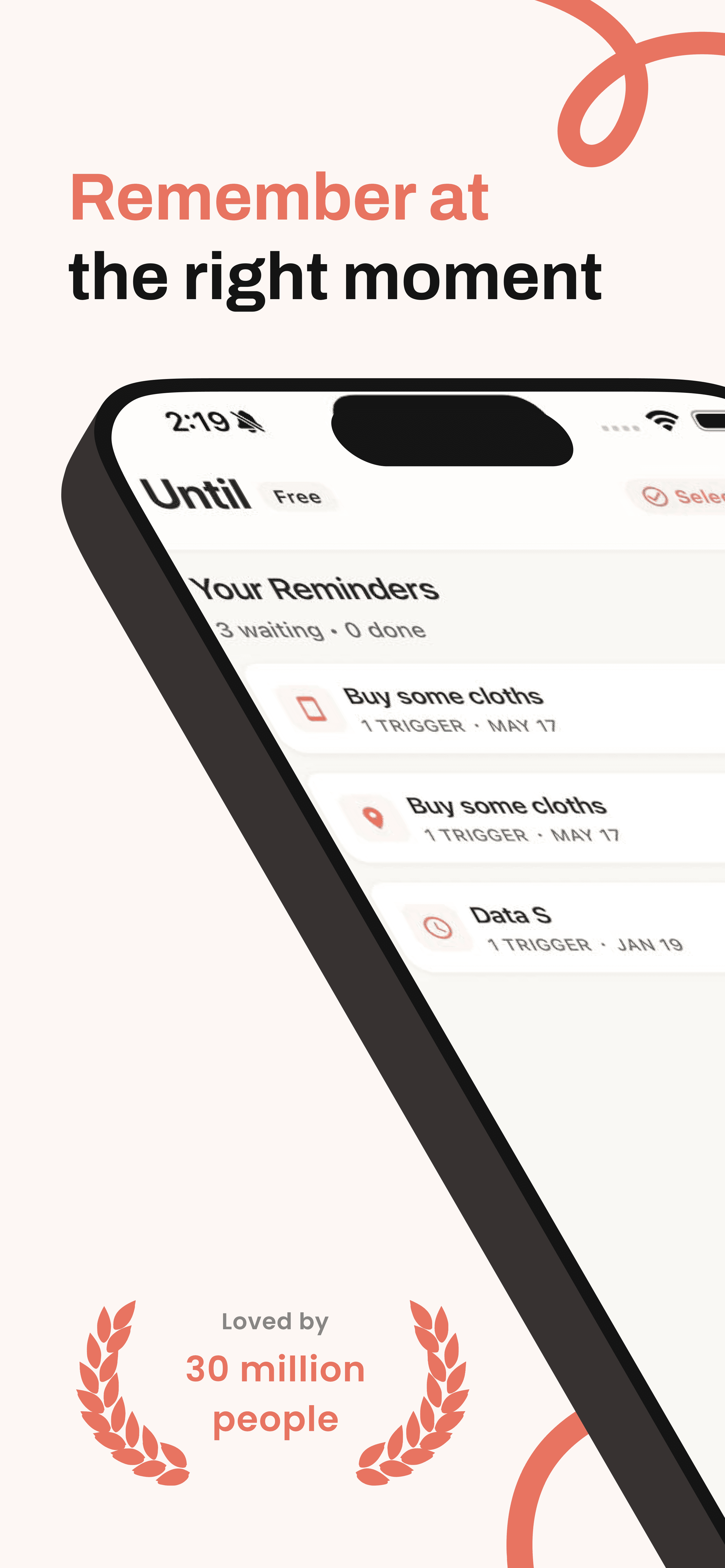 Until app reminders list — remember at the right moment