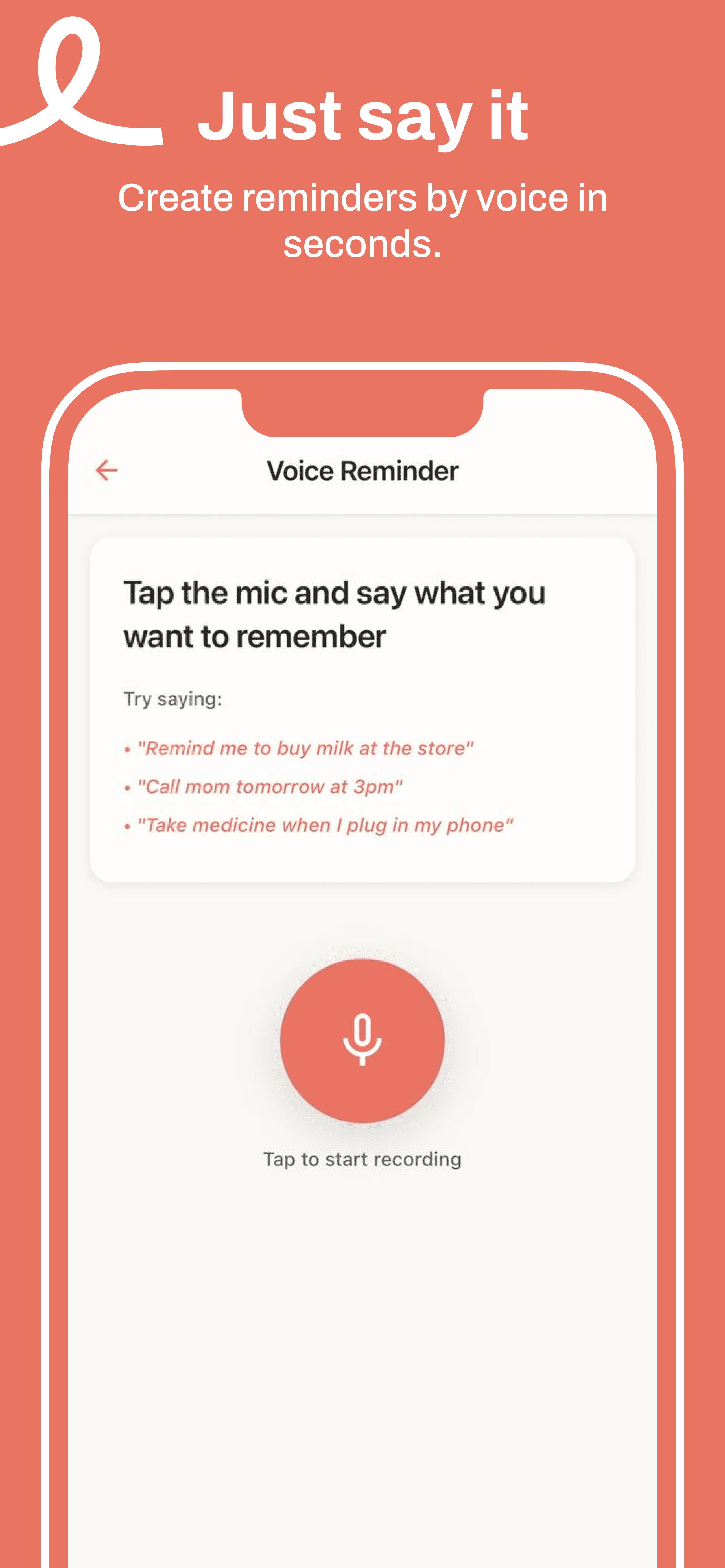 Until voice reminder screen for creating reminders by speaking
